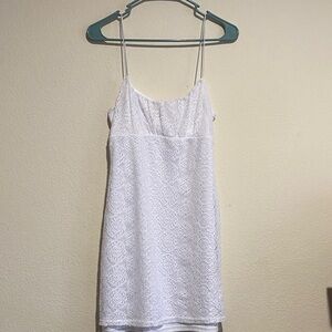 Ultra Flirt White Lace Mini Slip Dress with Spaghetti Straps